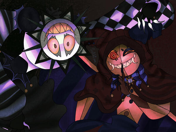 Halfbody, 2 characters. $75.